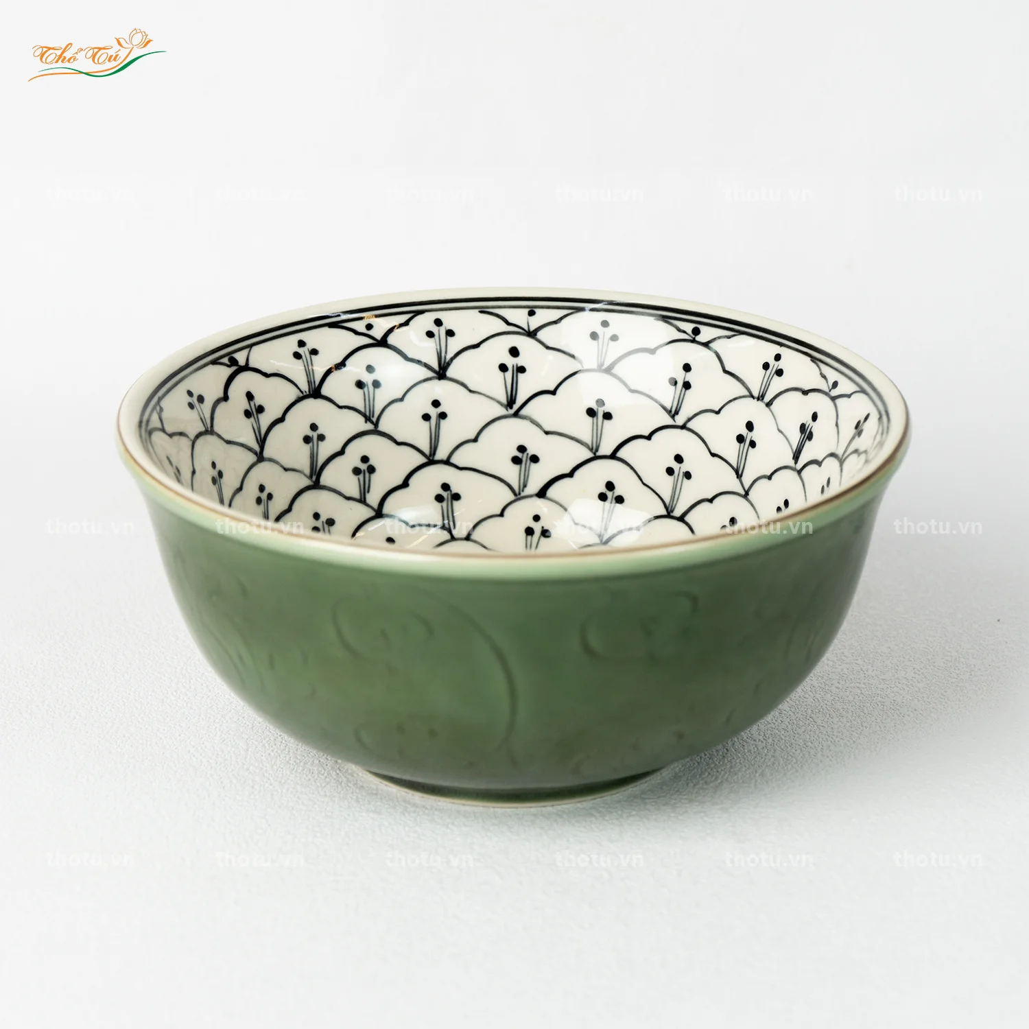 Bát Tô Sâu Hoa Bèo Xanh Đồng Bát Tràng Bát Tô Sâu Hoa Bèo Xanh Đồng Bát Tràng