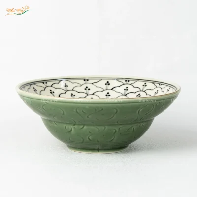 Tô yêu hoạ tiết hoa bèo men xanh