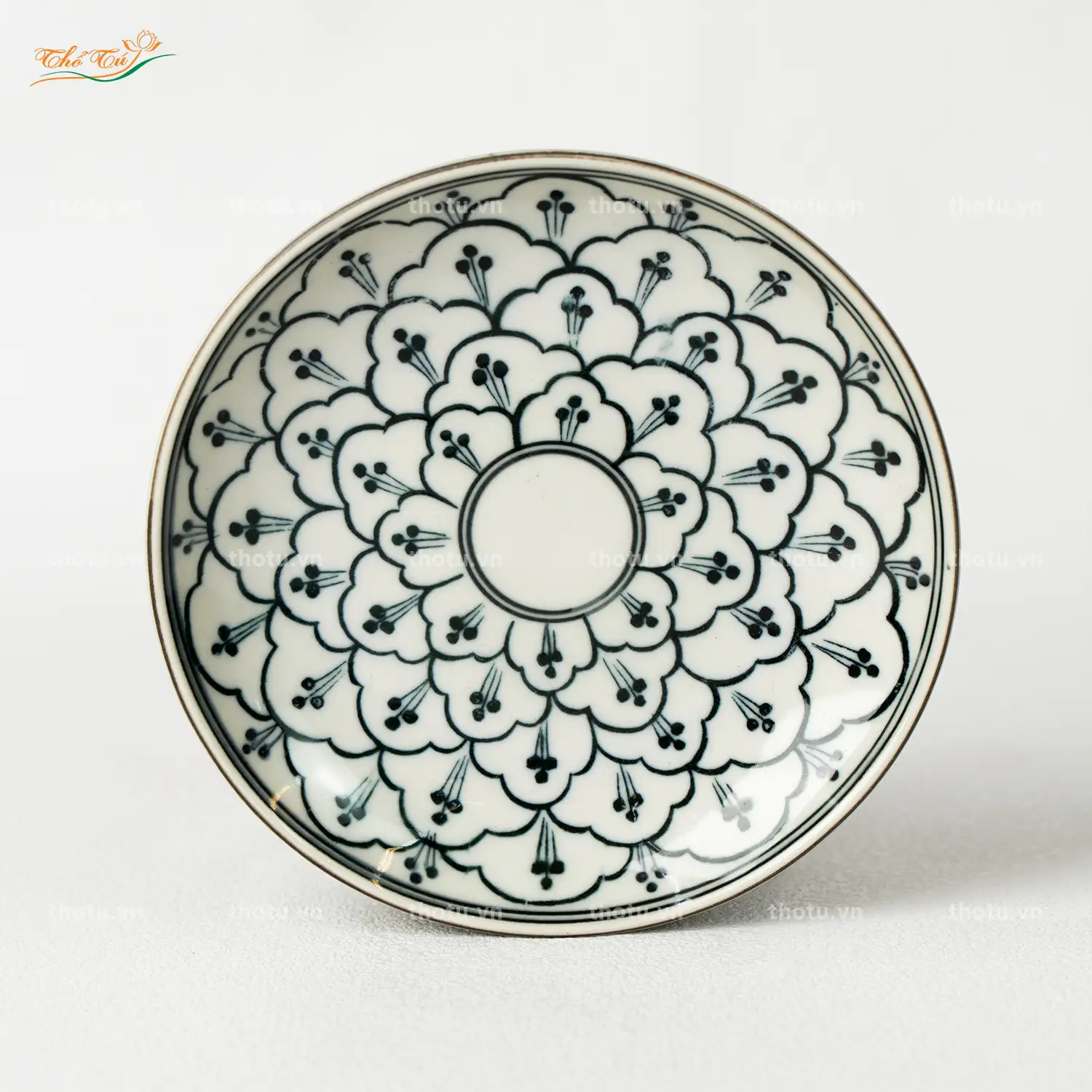 Đĩa Tròn Hoa Bèo Xanh Đồng Bát Tràng Đĩa Tròn Hoa Bèo Xanh Đồng Bát Tràng