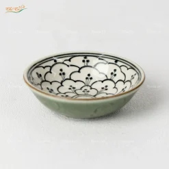 Đĩa Muối Tròn Sâu Hoa Bèo Xanh Đồng Bát Tràng
