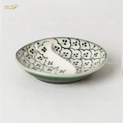 Gia Vị Bầu Dục 2 Ngăn Hoa Bèo Xanh Đồng Bát Tràng