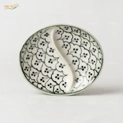 Gia Vị Bầu Dục 2 Ngăn Hoa Bèo Xanh Đồng Bát Tràng