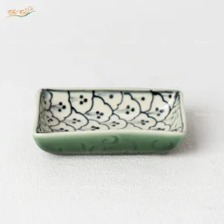 Gia Vị Chữ Nhật 1 Ngăn Hoa Bèo Xanh Đồng Bát Tràng