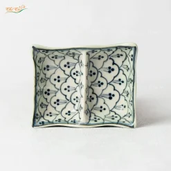 Gia vụ chữ nhật lượn 2 ngăn hoa bèo xanh đồng