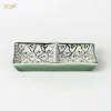 Gia Vị Chữ Nhật 2 Ngăn Hoa Bèo Xanh Đồng Bát Tràng