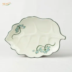 Khay lá bỏng sen xanh Bát Tràng