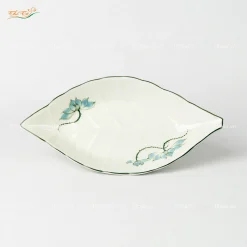 Đĩa gân lá nhọn sen xanh Bát Tràng