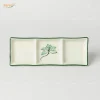 Khay muối chữ nhật 3 ngăn sen xanh Bát Tràng