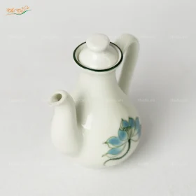 Ấm mắm có quai sen xanh Bát Tràng