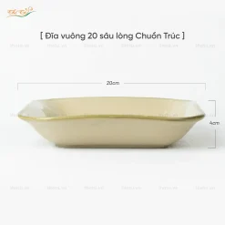 Đĩa vuông sâu lòng chuồn trúc Bát Tràng