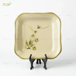 Đĩa vuông sâu lòng chuồn trúc Bát Tràng