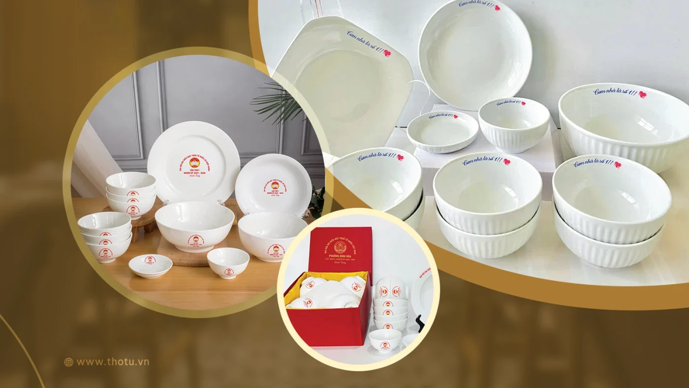 Bát đĩa quà tặng in logo