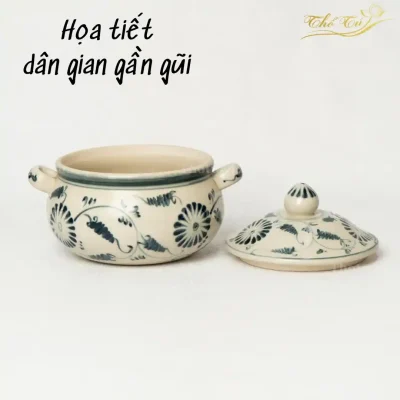 Họa tiết dân gian của bát đĩa nhà hàng cơm niêu