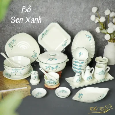 Bộ Sen Xanh - bát đĩa nhà hàng cơm niêu