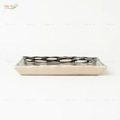 Đĩa Chữ Nhật Lượn Men Ngà Cá Đàn