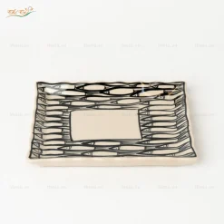 Đĩa Chữ Nhật Lượn Men Ngà Cá Đàn