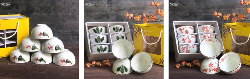 Bộ 6 bát cơm làm quà tết cho đối tác 