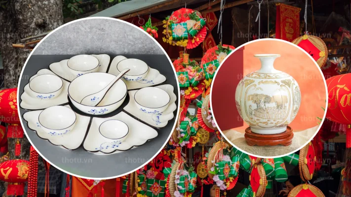 Quà tặng kết hợp bát đĩa và bình hút lộc gửi thông điệp tài lộc và bền vững