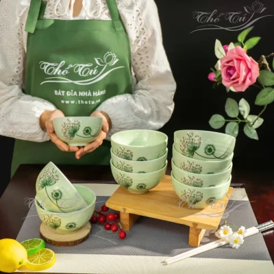 Bộ bát cơm men ngọc bồ công anh