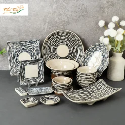 Bộ Bát đĩa Men Trắng Cá Đàn