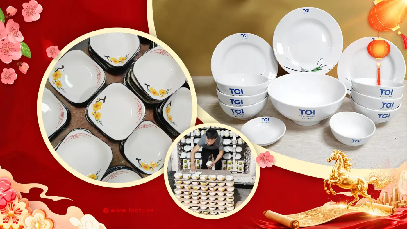 Trao quà Tết cho đối tác với bộ bát đĩa Thổ Tú đậm nét tinh tế Việt