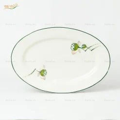 Bộ Bát đĩa men kem đài sen