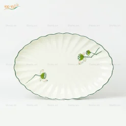 Bộ Bát đĩa men kem đài sen