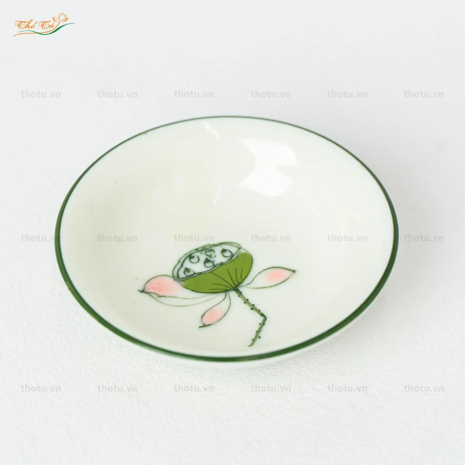 Bộ Bát đĩa men kem đài sen
