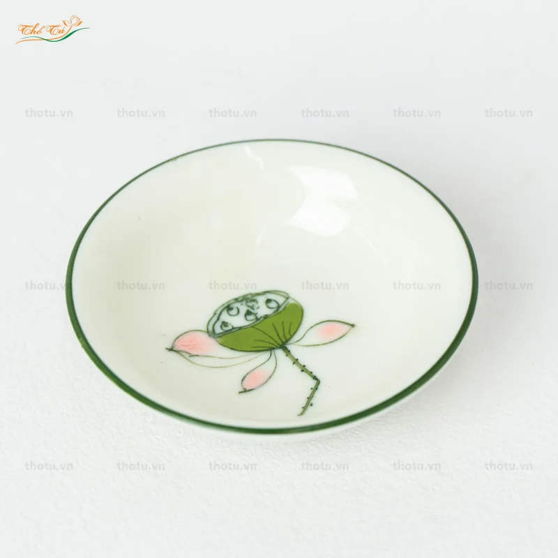 Bộ Bát đĩa men kem đài sen