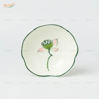Bộ Bát đĩa men kem đài sen