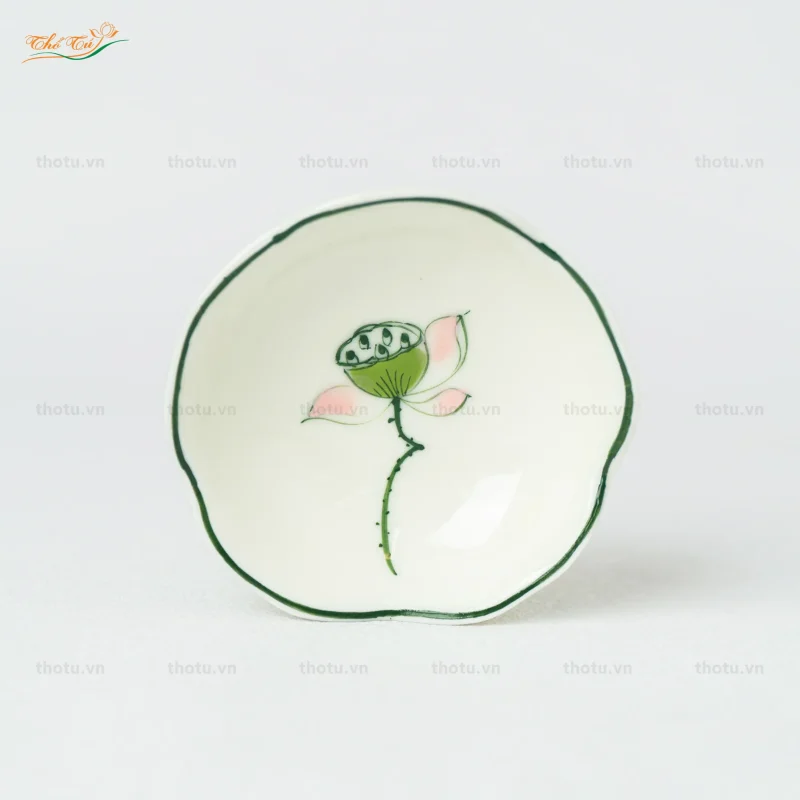 Bộ Bát đĩa men kem đài sen