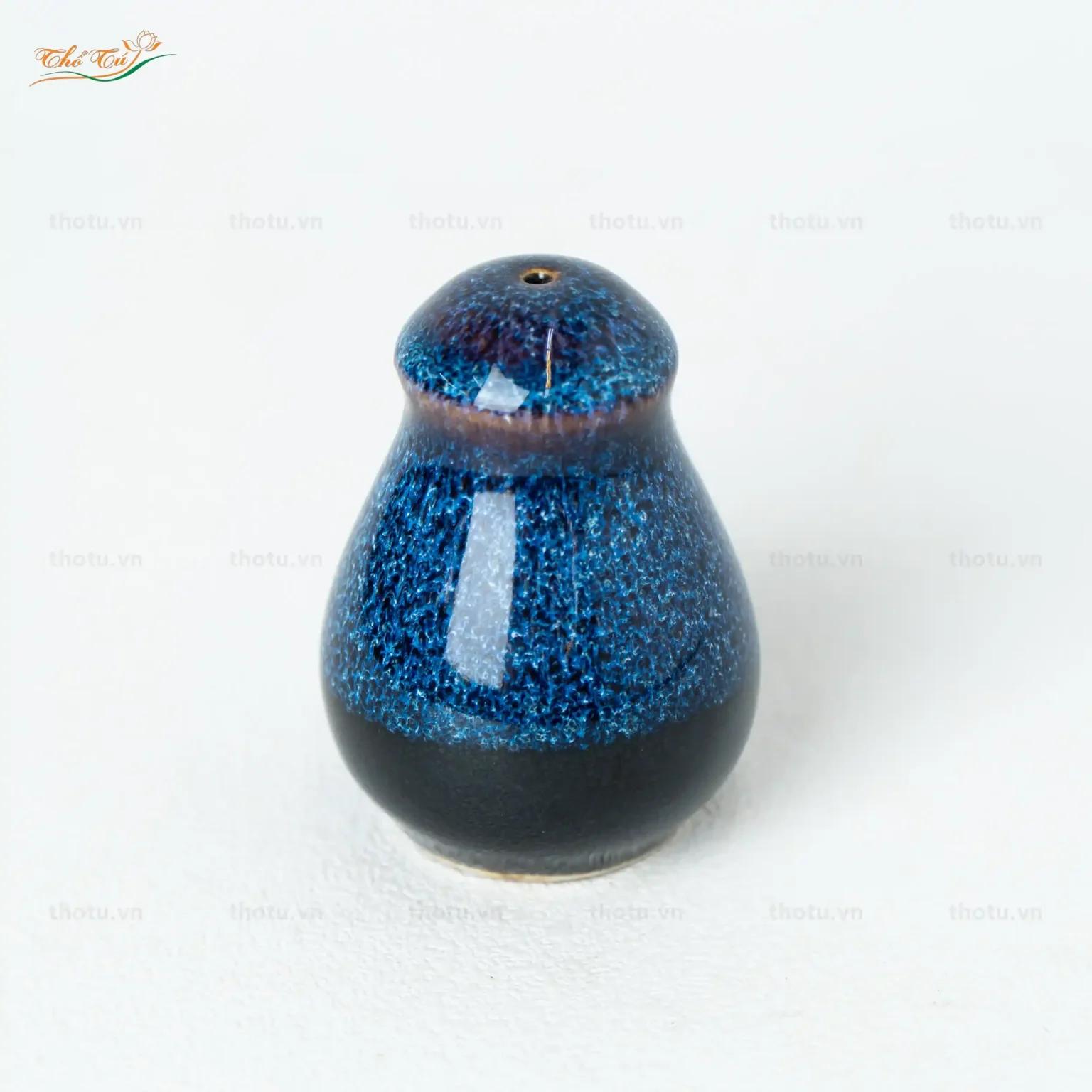 Lọ tiêu men hỏa biến xanh lam