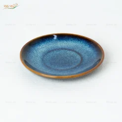 Đĩa tròn men hỏa biến xanh lam