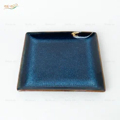 Đĩa Vuông Men Hỏa Biến Xanh Lam
