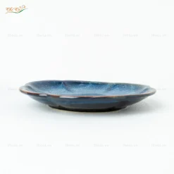 Đĩa Tròn Hoa Men Hỏa Biến Xanh Lam