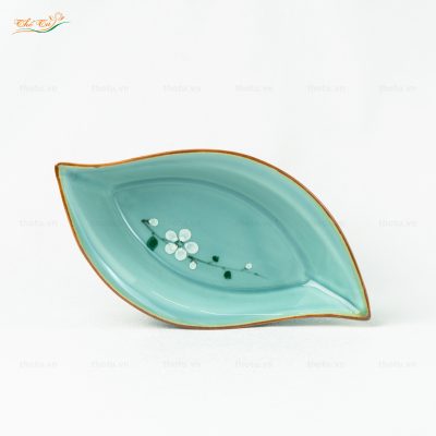 Bộ Bát đĩa Men lam đào trắng