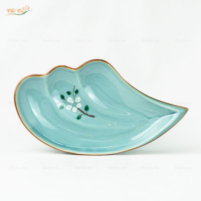 Bộ Bát đĩa Men lam đào trắng