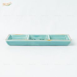 Gia Vị Chữ Nhật 3 Ngăn Men Lam Đào Trắng