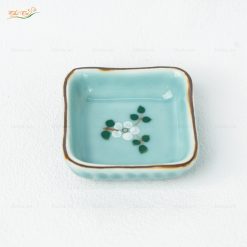 Gia Vị Vuông 1 Ngăn Men Lam Đào Trắng
