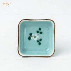 Gia Vị Vuông 1 Ngăn Men Lam Đào Trắng