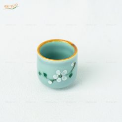Chén Rượu Men Lam Đào Trắng