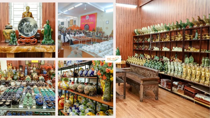 Tham quan showroom trưng bày sản phẩm gốm sứ tại Không gian gốm Bát Tràng
