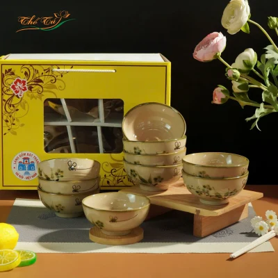 Bộ Bát Chuồn Trúc Xanh