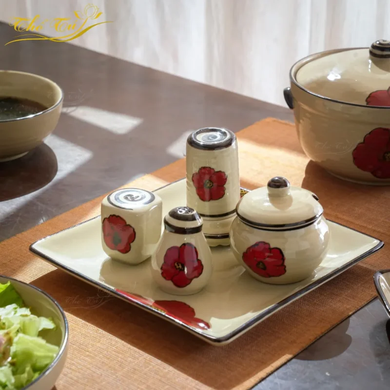 Bộ Bát đĩa Hoa sứ 3d bát tràng