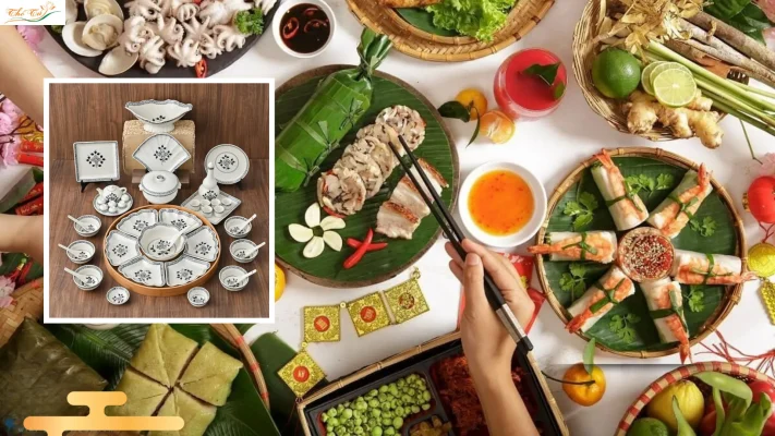 Những bộ bát đĩa đẹp bày cỗ thể hiện sự trân quý