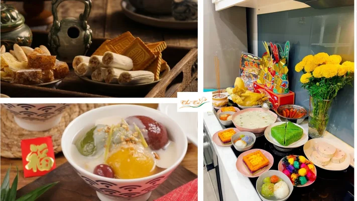 Cúng ông Táo miền Nam thường có thêm đĩa kẹo thố và chè bánh trôi