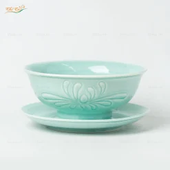 Bộ Bát Đĩa Men Ngọc Vẽ Cúc