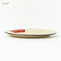 Đĩa Bầu Dục Hoa Sứ Đỏ 3D