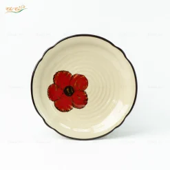 Đĩa Hoa Hoa Sứ Đỏ 3D