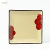 Đĩa Vuông Hoa Sứ Đỏ 3D